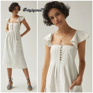 NWT, Anthropologie, PILCRO Flutter Sleeve Midi Dress